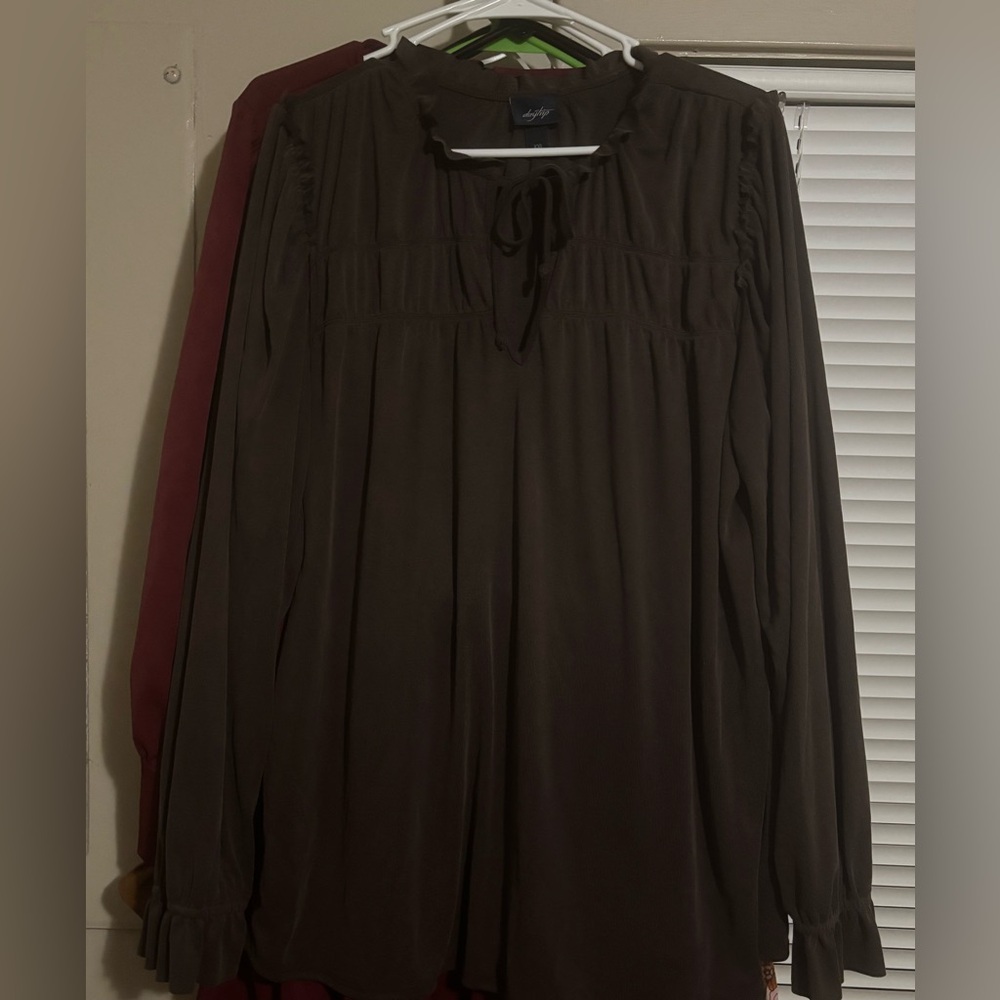 DAYTRIP Brown Long Sleeve Blouse